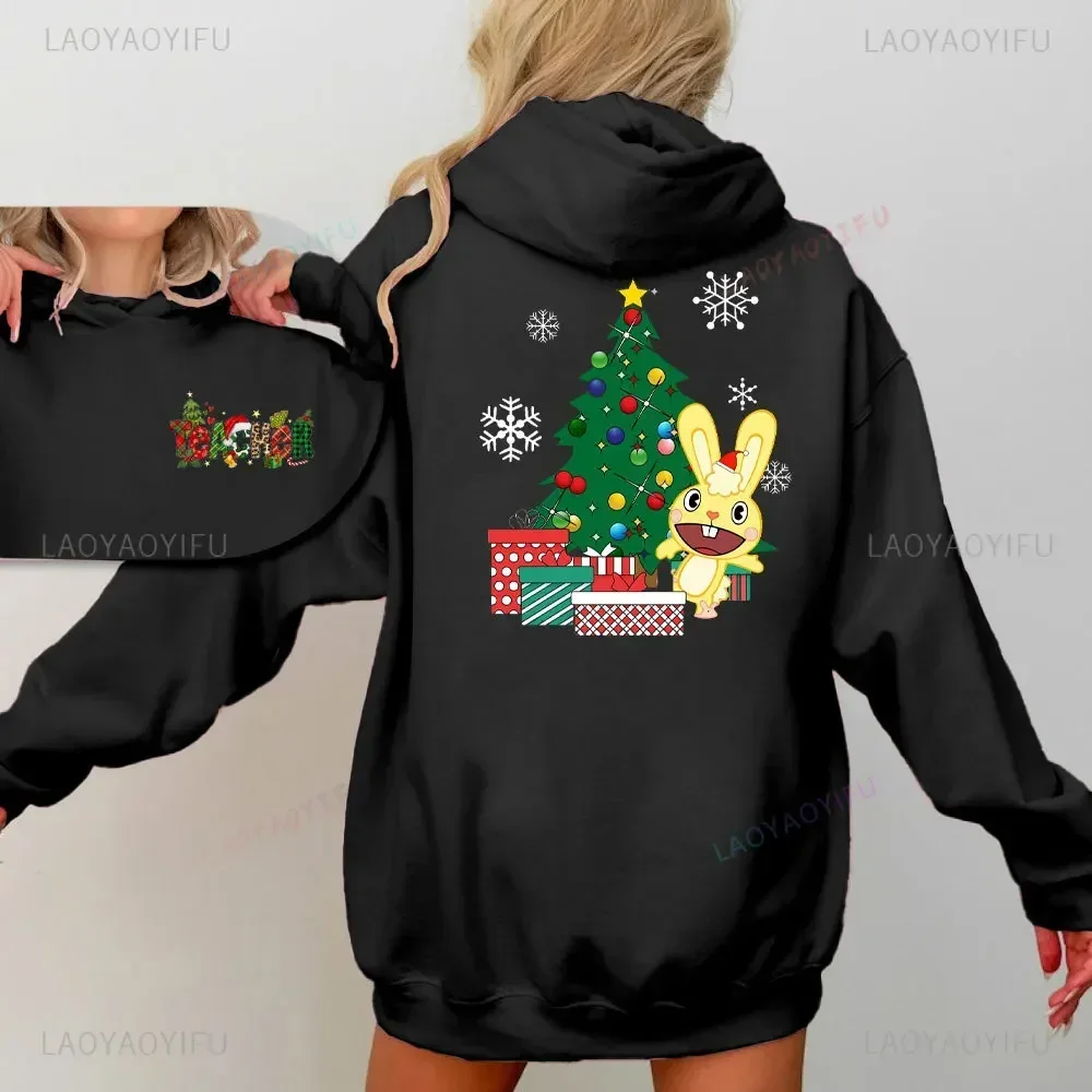 Giggles Around The Christmas Tree Happy Tree Friends Essential Double-sided Print Hoodies Women Merry Christmas Cartoon Hoodie - Image 5