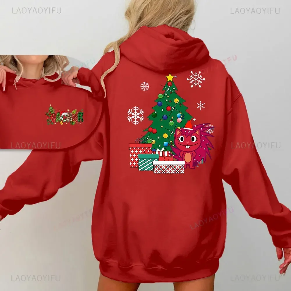 Giggles Around The Christmas Tree Happy Tree Friends Essential Double-sided Print Hoodies Women Merry Christmas Cartoon Hoodie
