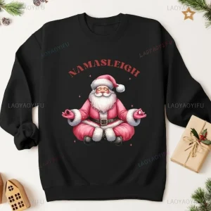 Women Christmas Sweatshirt Funny Santa Yoga Jumper Funny Santa Claus Hoodie Christmas Sweatshirt Personalized Clothing